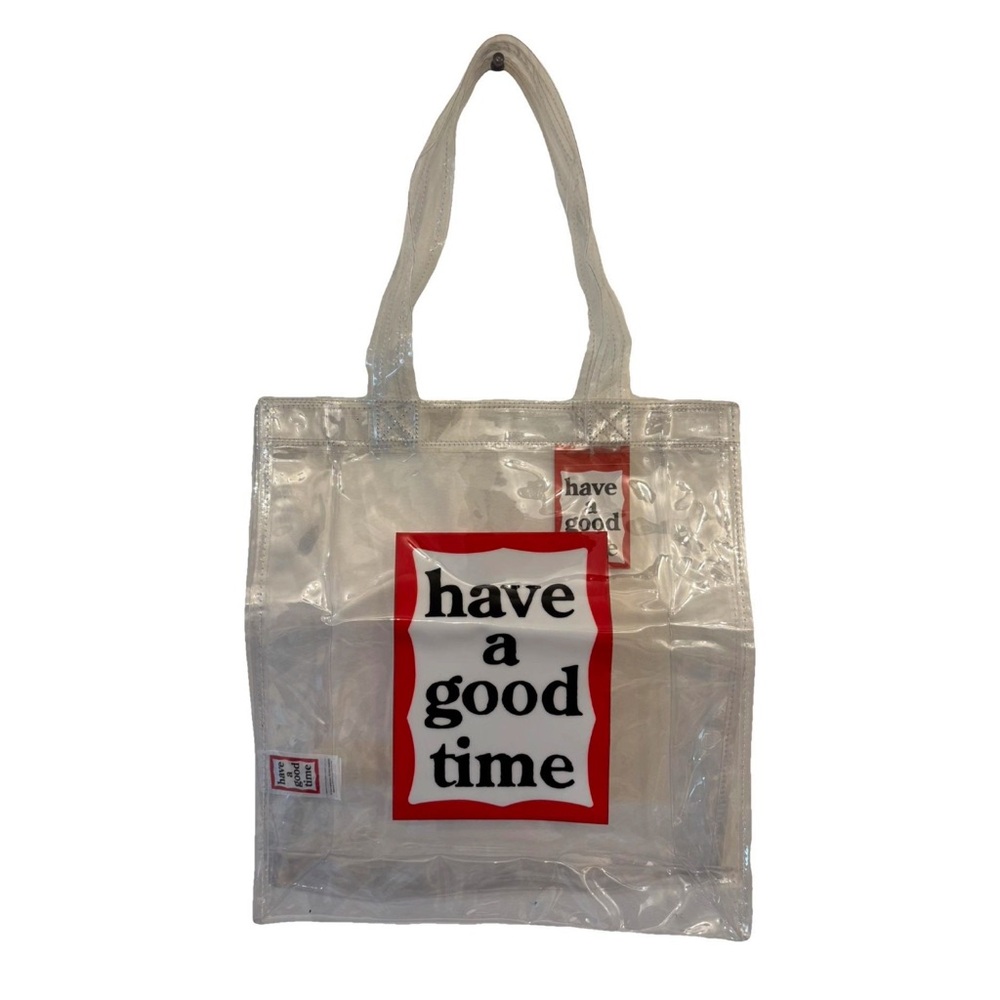 Transparent Tote Bag with Red and White Design